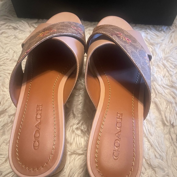 Wedge Sandals tan pale blush crisscross leather - Picture 5 of 11